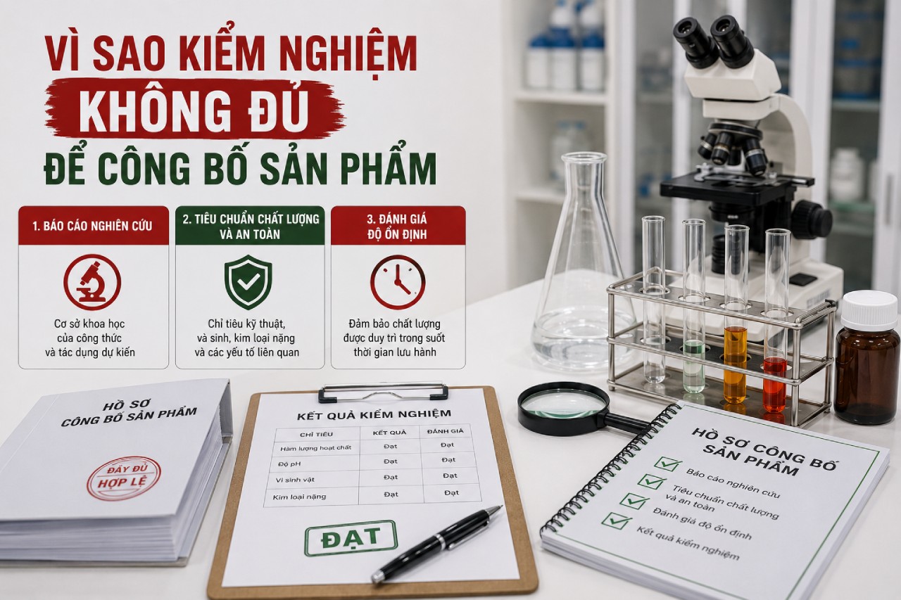 Vì sao kiểm nghiệm không đủ để công bố sản phẩm